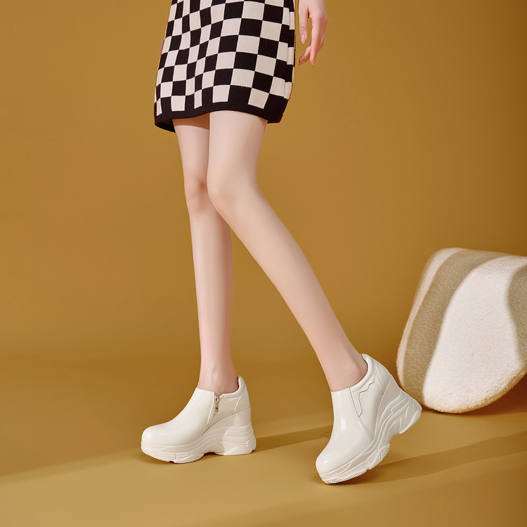 Women's Deep Mouth Single Shoes - Beige Black - 2025 Winter - Image 2