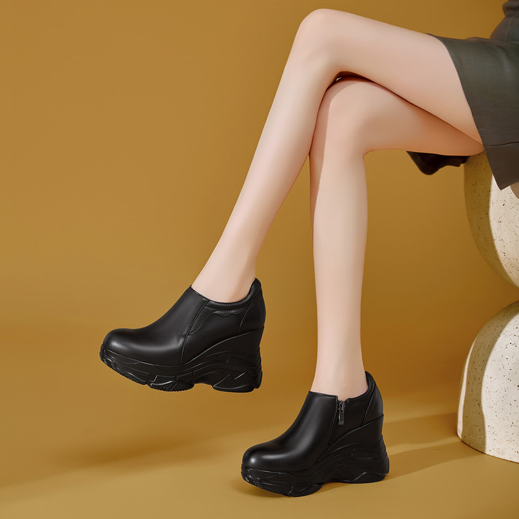 Women's Deep Mouth Single Shoes - Beige Black - 2025 Winter - Image 4