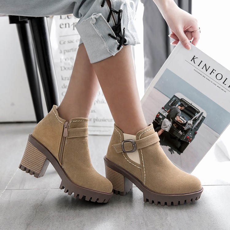 Women's Fashion Ankle Boots with Buckle and Metal Decor - Image 4