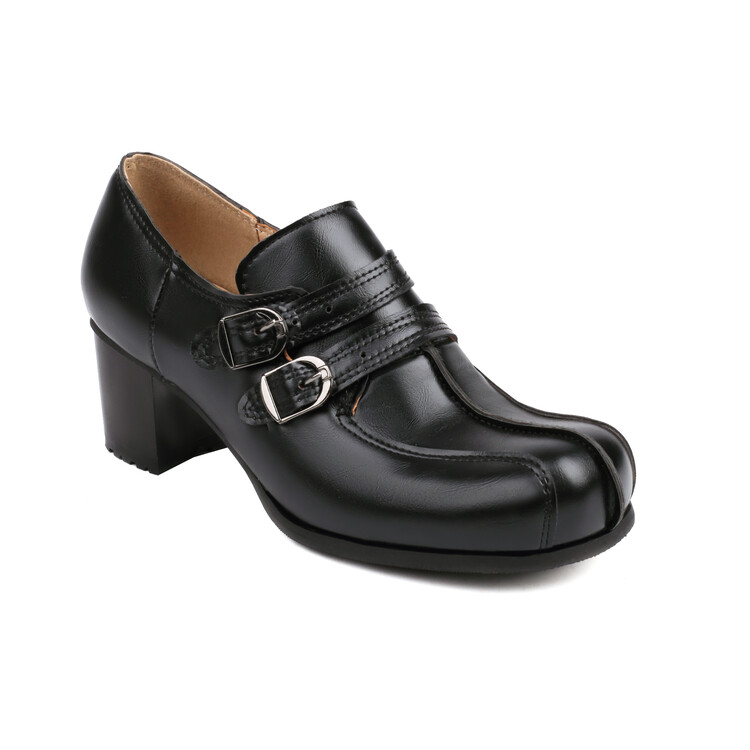 Women's Fashion Flat Shoes British Style Round Toe Slip-On with Buckle - Image 5