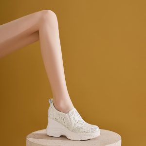 Women's High Heel Wedge Pumps with Buckle Strap