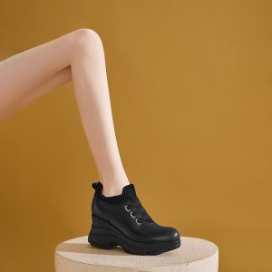 Women's High Heel Wedge Pumps with Cutout Detail